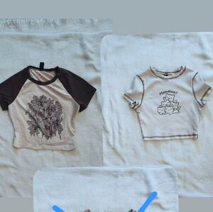 Brown And Cream Graphic Crop Top Set